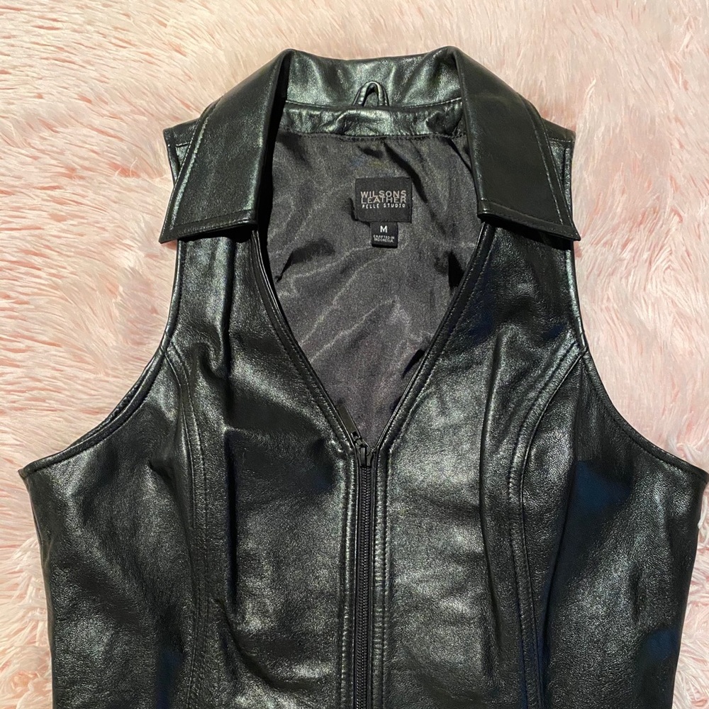 Black leather vest